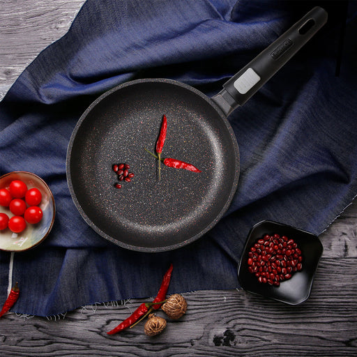 مقلاة 28x5.0 سم ريبوستو مع مقبض قابل للفصل مع قاعدة تحفيز (ألومنيوم مع طبقة طلاء غير لاصقة)