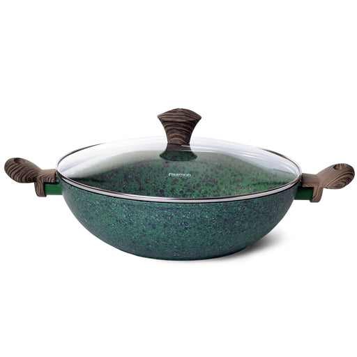 Wok 30x9cm With Lid And Induction Bottom Malachite Series