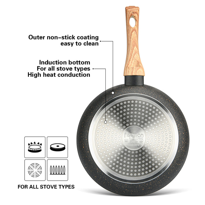 Frying Pan Black Cosmic 24x4.9cm With  Aluminium With Non-Stick Coating And Induction Bottom