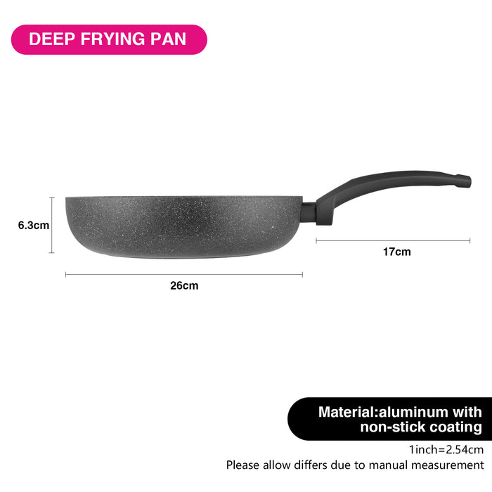Deep Frying Pan GREY STONE 26x6.5cm with Induction Bottom