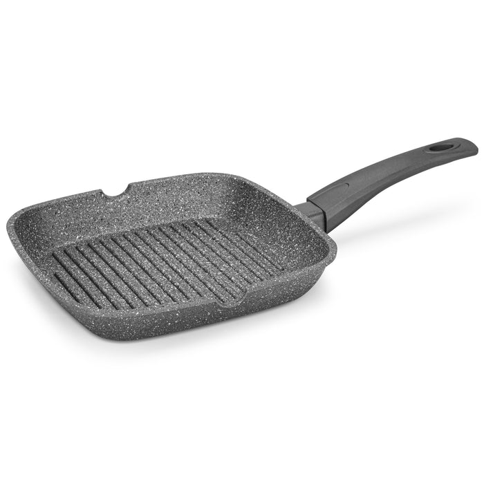 Square Grill Pan With Bakelite Handle Stone Series Non Stick Coating Platinum Black 24x4cm