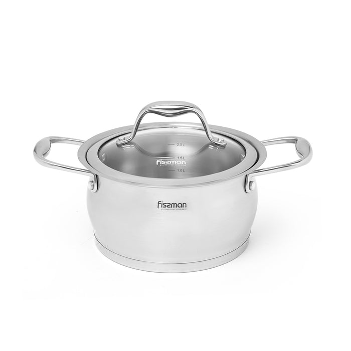 Casserole with Glass Lid Stainless Steel Miranda Series 18x10cm/2.7LTR