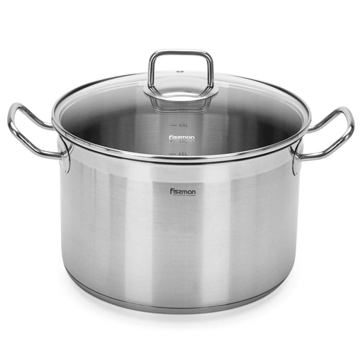 Stockpot TAHARA 26x17 cm  9.0 LTR with glass lid (stainless steel)