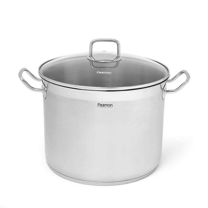 Stockpot TAHARA 30x215 cm  15.2 LTR with glass lid (stainless steel)