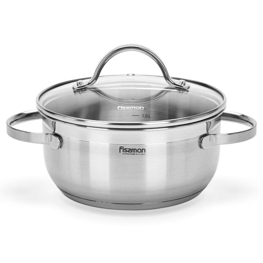 Stockpot LUMINOSA 18x8.5 cm  2.1 LTR with glass lid (stainless steel)