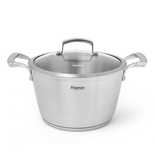 Stockpot  MILLENIUM 24x14 cm  5.6 LTR with glass lid (stainless steel)