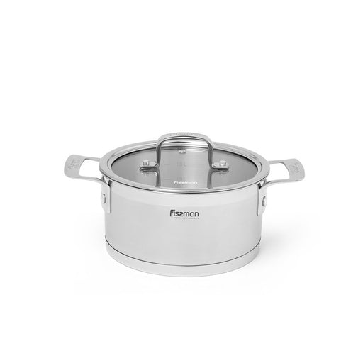 Stockpot 20x10cm/3.1L with Glass Lid Stainless Steel FOBUS