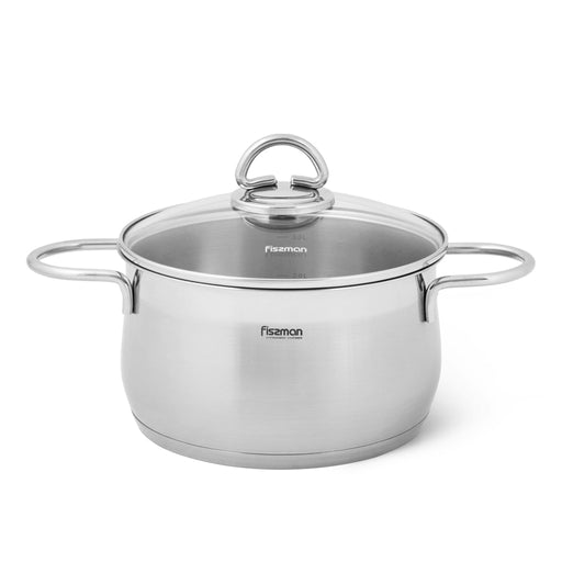 Stockpot MONICA 20x11.5 cm  3.6 LTR with glass lid (stainless steel)
