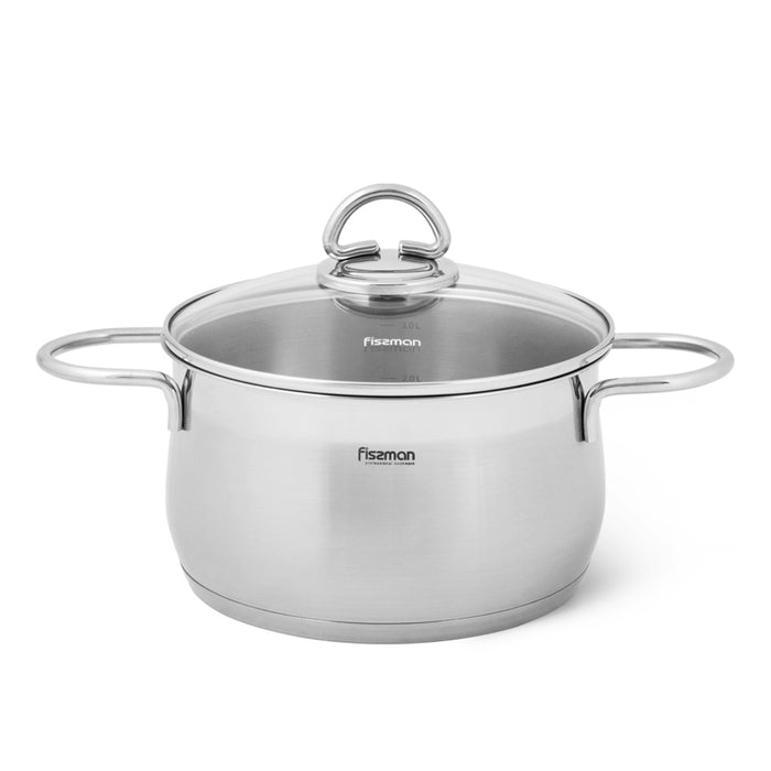 Stockpot MONICA 20cm/3.6 LTR with Glass Lid (Stainless Steel)