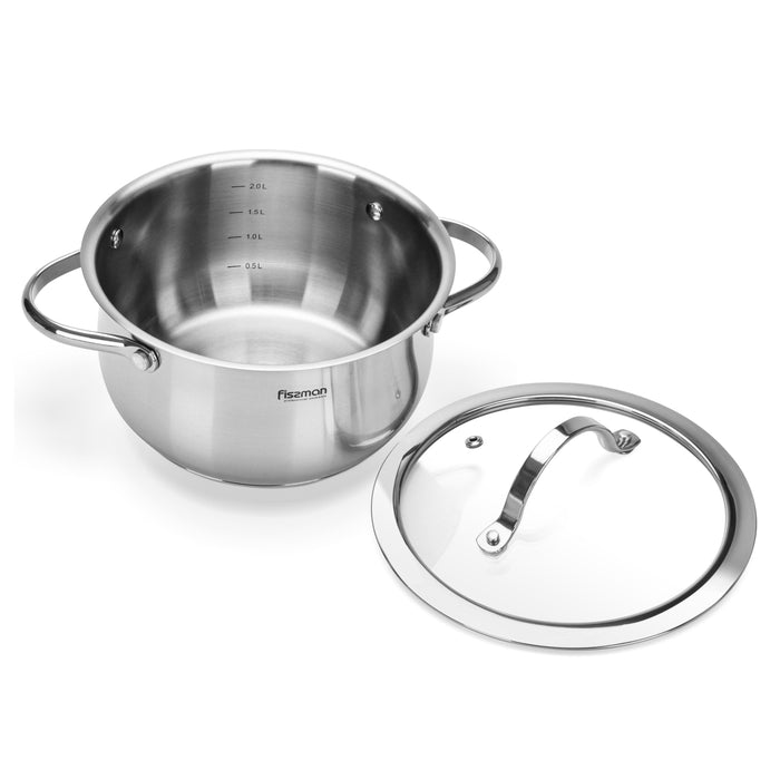 Stockpot VALERY 20x10 cm  3.1 LTR with glass lid (stainless steel)