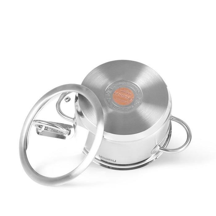 Stainless Steel StockPot BENJAMIN 16x9cm/1.8L with Glass Lid