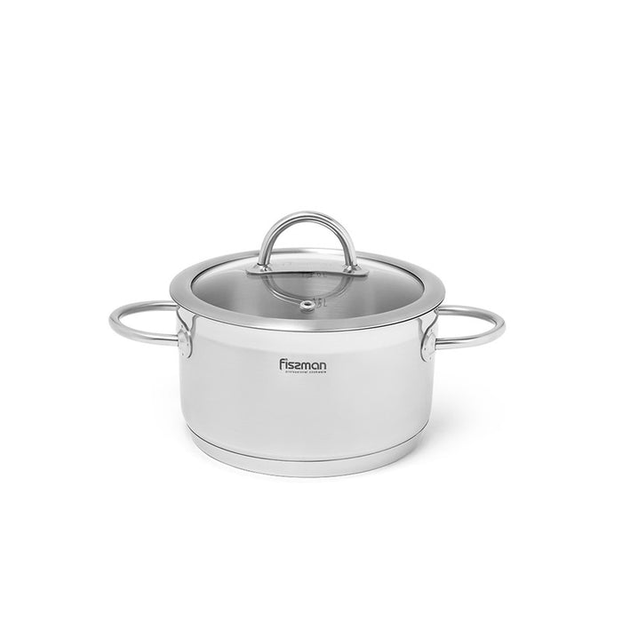 Stainless Steel StockPot BENJAMIN 16x9cm/1.8L with Glass Lid