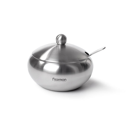 Sugar bowl with steel lid and spoon 460 ml (stainless steel)