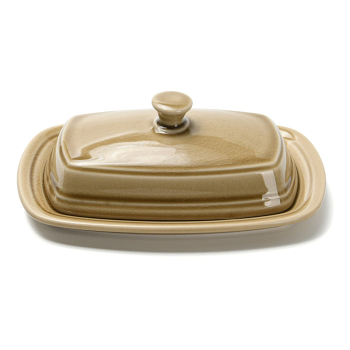 Ceramic Butter Dish Beige Oval 20x14x7 cm