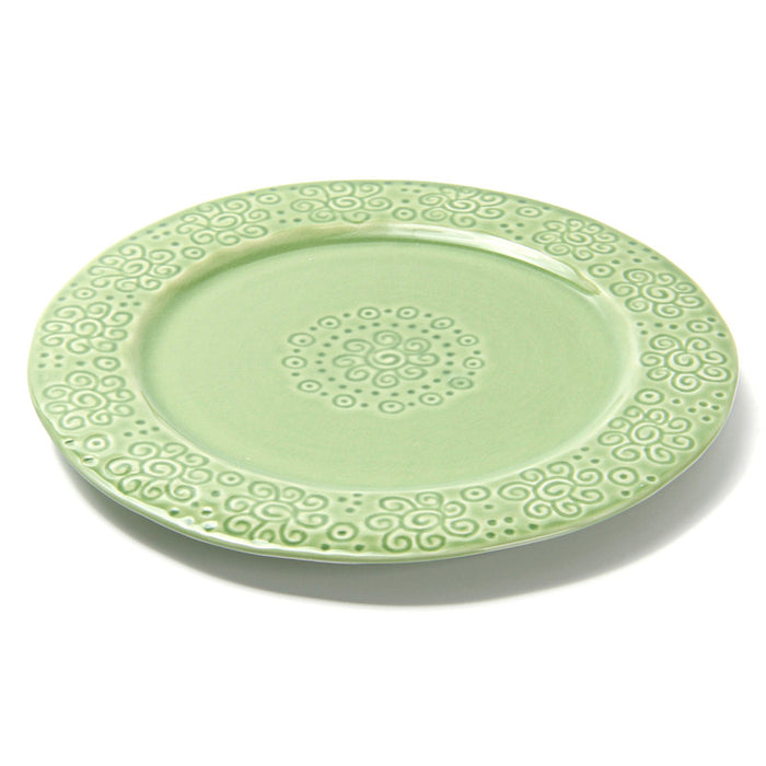 Ceramic Plate Green Crackle 27x27x2.3 cm