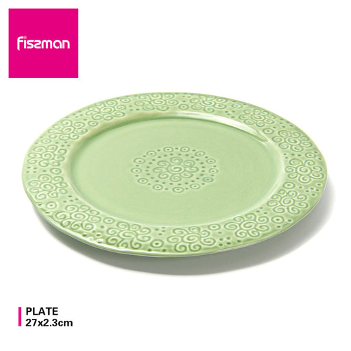 Ceramic Plate Green Crackle 27x27x2.3 cm