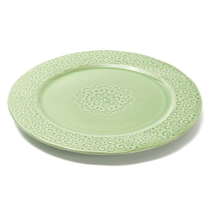 Ceramic Plate  Green Crackle 21.8x21.8x1.8 cm