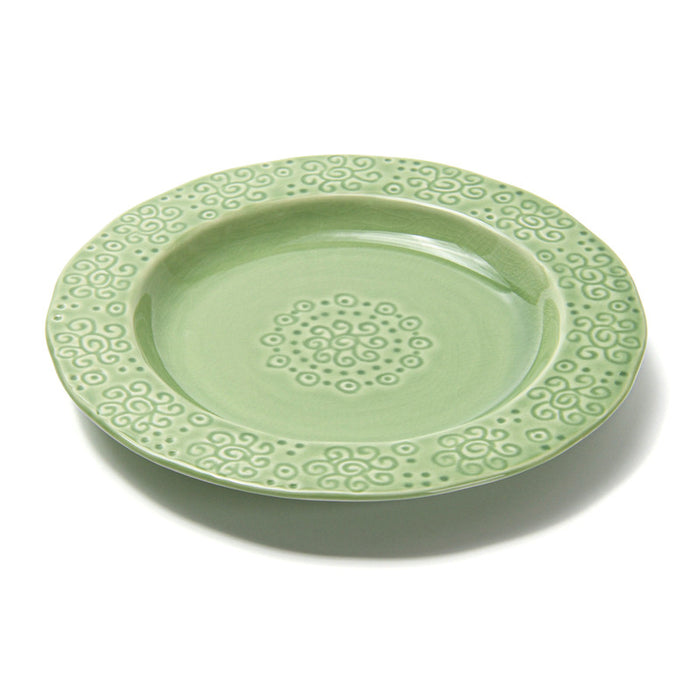 Ceramic Plate Green Crackle 23x23x2.5 cm
