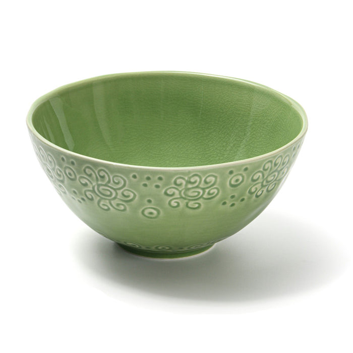Ceramic Bowl Green Crackle 1800ml/21.6x21.6x10.2 cm