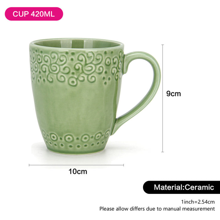 Ceramic Cup Green Crackle 420ml