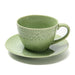 Ceramic Cup and Saucer Green Crackle 260ml