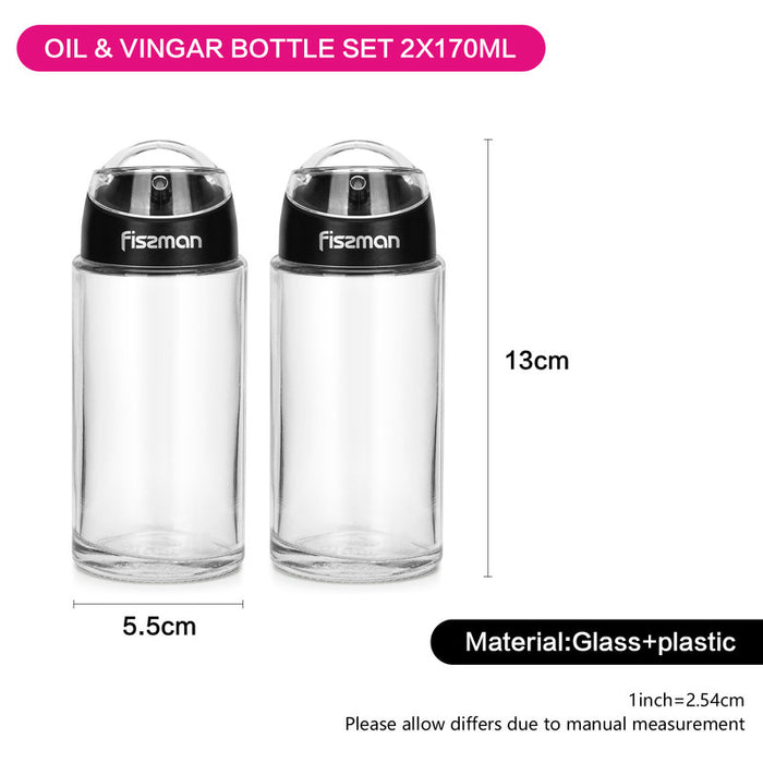 Oil and Vinegar Bottle Set of 2x170ml Glass