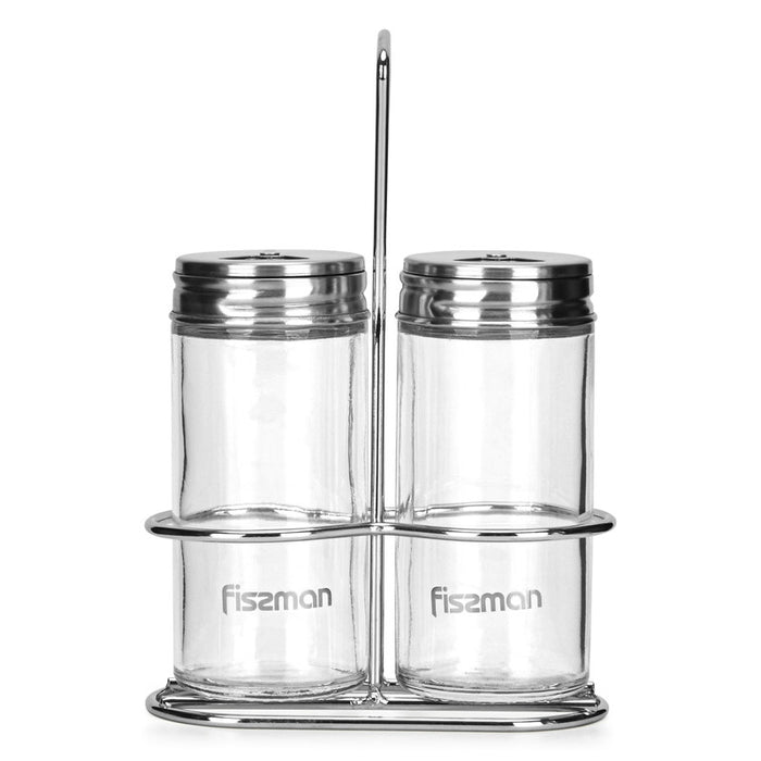 2 Glass Condiments with Stand Organizer