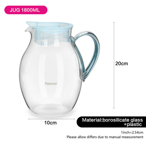 Transparent Pitcher Jug Heat Resistant Borosilicate Glass 1800ml