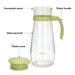 Glass Pitcher Jug with Filter Green Handle and Lid (Light Green) 1300ml