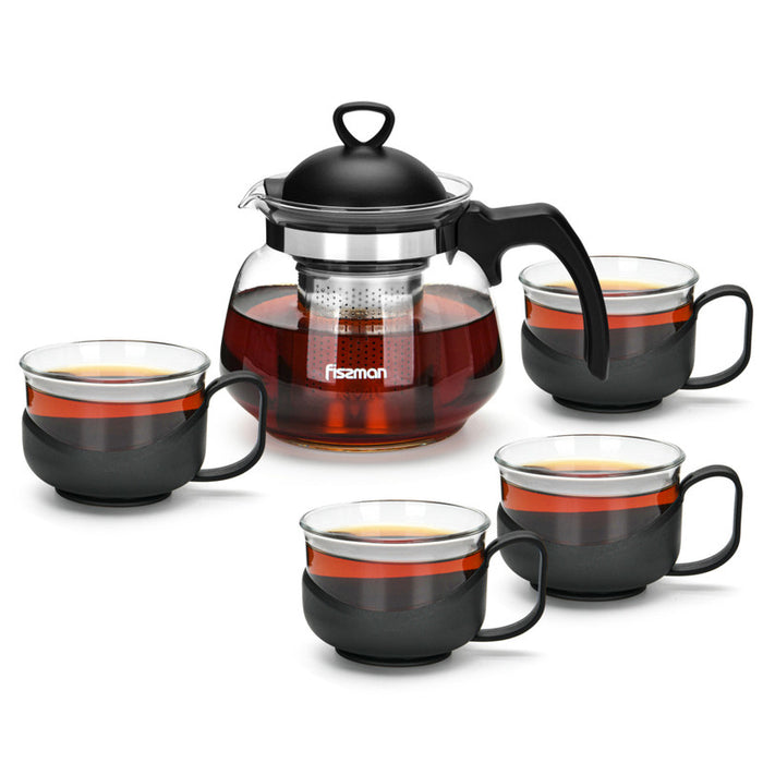 5Pcs Tea Pot Set 700ml Glass (150mlx4 cups)