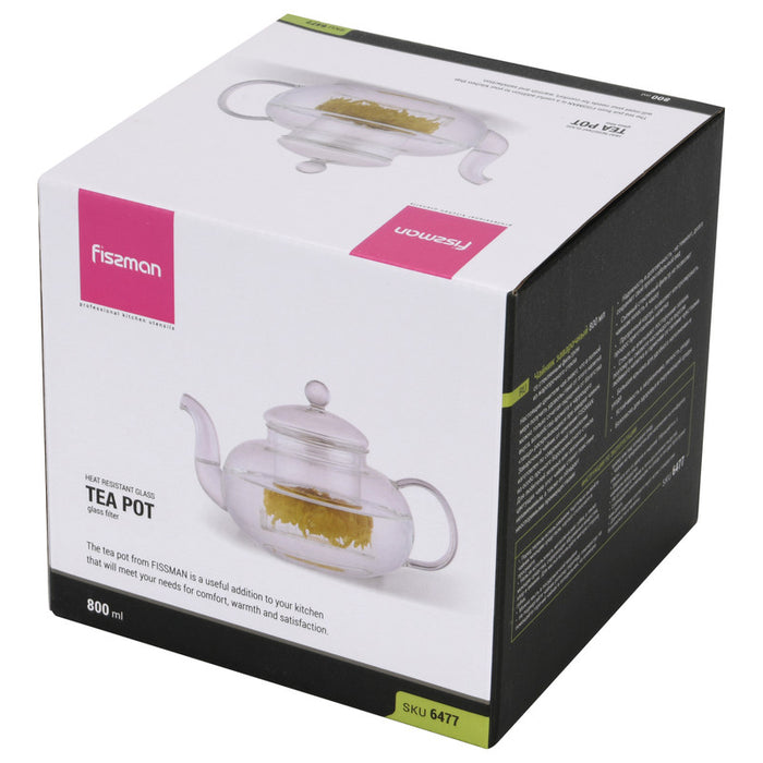 Tea Pot 800ml With Glass Filter (Borosilicate Glass)
