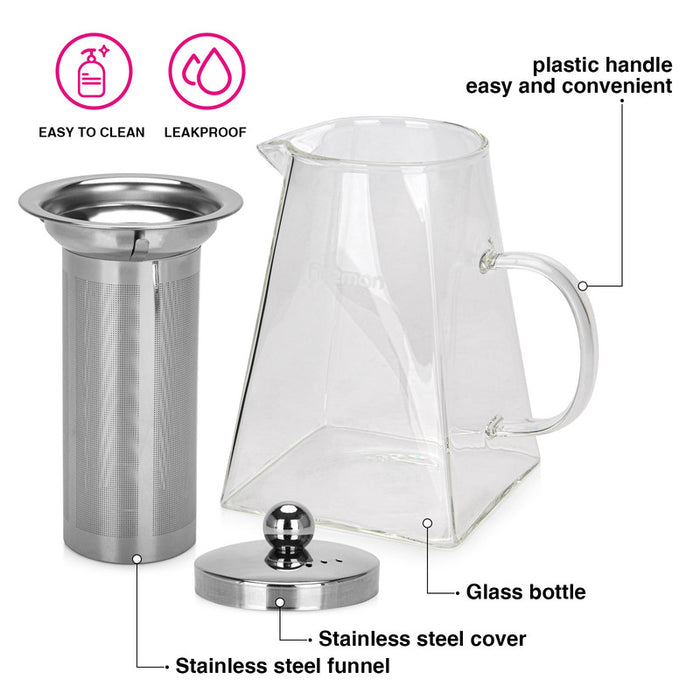 Tea Pot 950ml With Stainless Steel Filter (Borosilicate Glass)
