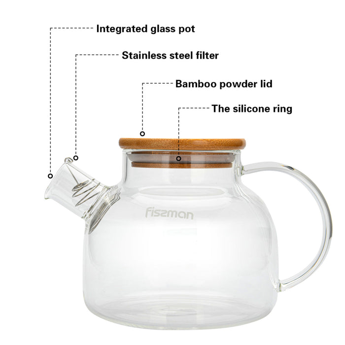 Tea Pot 800ml with Heat Resistant Glass and Steel Infuser