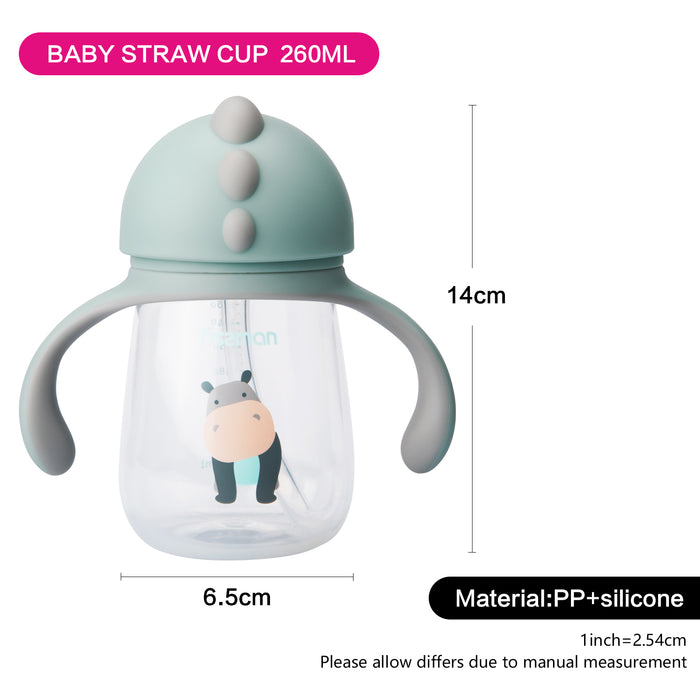 Training Cup 260ml, Toddler Drinkware with Spout & Straw, Spill Proof Sippy with Handle