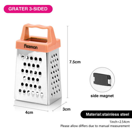 3 Inch 4-Sided MINI Grater (Stainless Steel) Orange