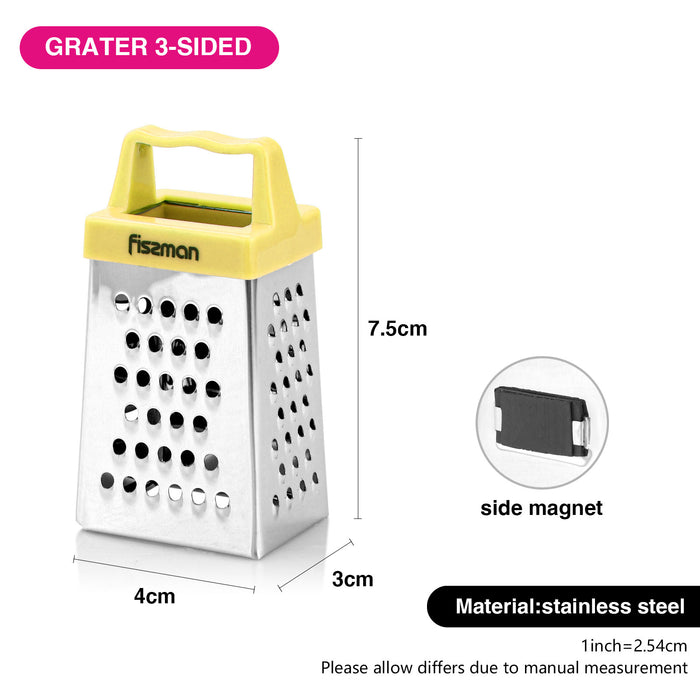 3 Inch 4-Sided MINI Grater (Stainless Steel) Yellow
