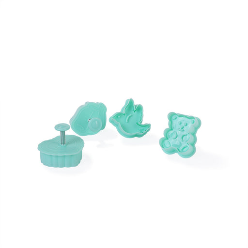 Set of 4 Mini Cookie Cutters With Plungers (Plastic)