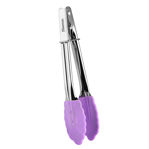 Mini Tongs 17cm Stainless Steel With Silicone Purple