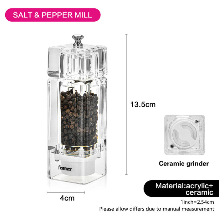 Square Salt & pepper mill 135x4 cm (acrylic body with ceramic grinder) shop online at FISSMAN.