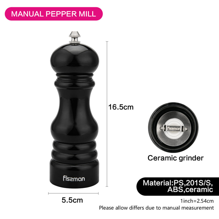 Salt & pepper mill 17x6 cm (ABS body with ceramic grinder) Brown
