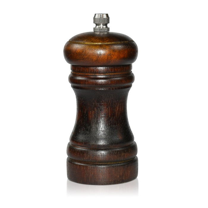 Salt and Pepper Mill Rook Shape Dark Brown Wooden Style 10x5cm