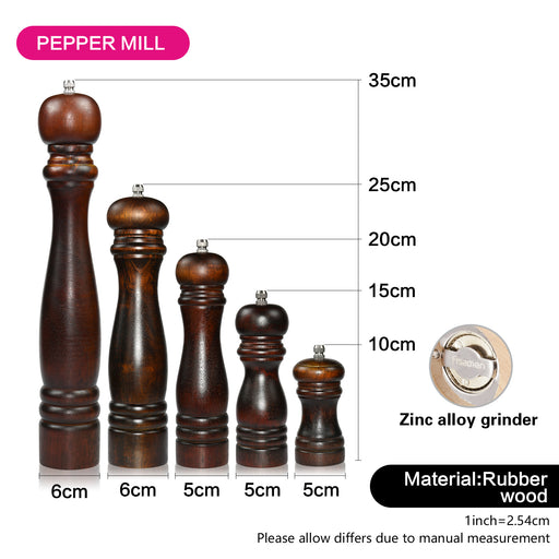 Pepper mill 25x6 cm (wooden body with zinc alloy grinder)