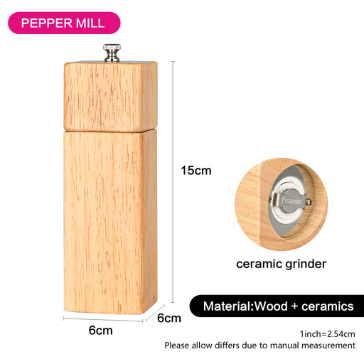 Square Shape Pepper Mill Beige 16.5 x 5cm