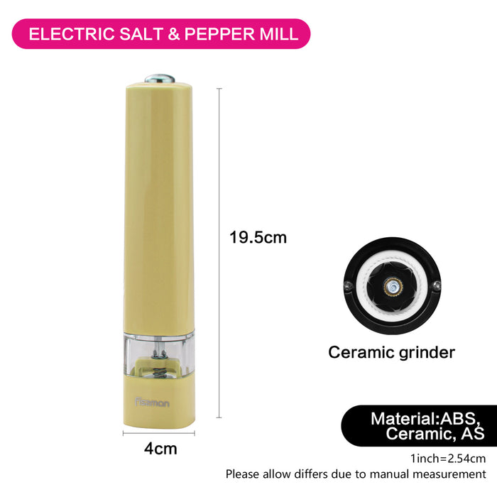 Electric Salt & Pepper Mill 20 cm Yellow