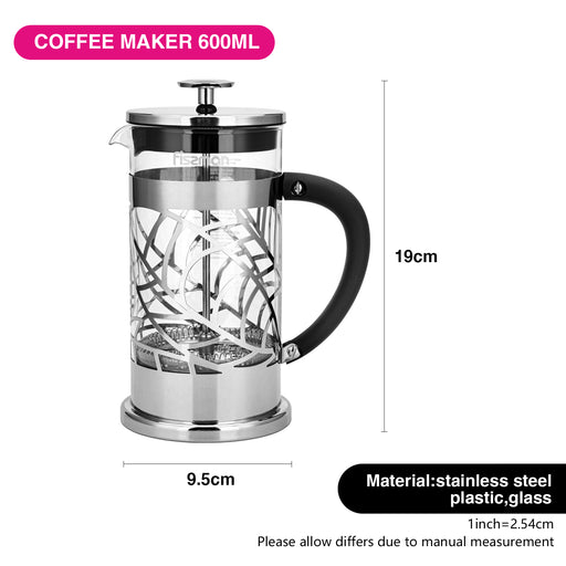 French Press Coffee Maker 600ml Borosilicate Glass Bicerin Series