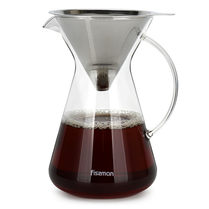 Coffee Pot POUR OVER 900ml With Stainless Steel Filter (Borosilicate Glass)