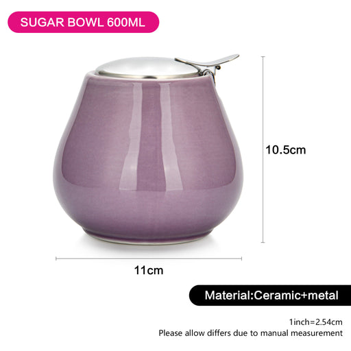 Ceramic Sugar Bowl with Lid Violet 600ml