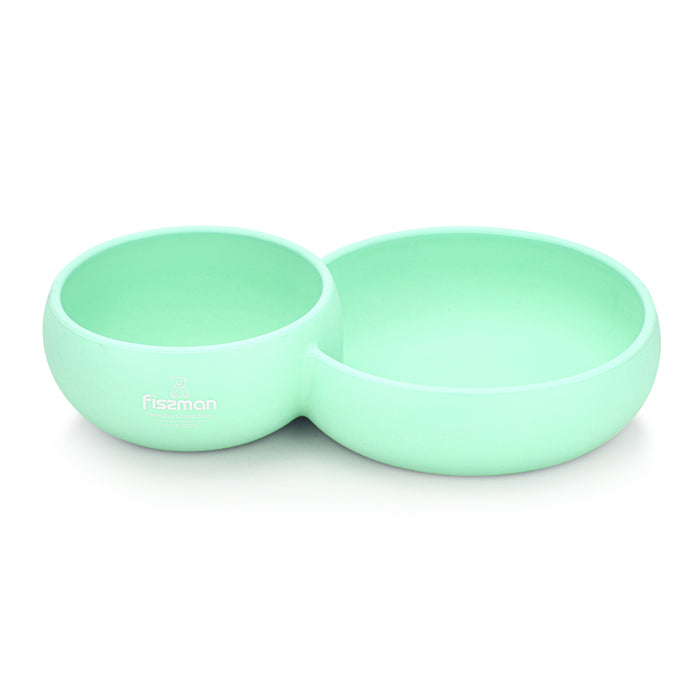 Double divided bowl 24x15x5 cm  580 ml (silicone) Green