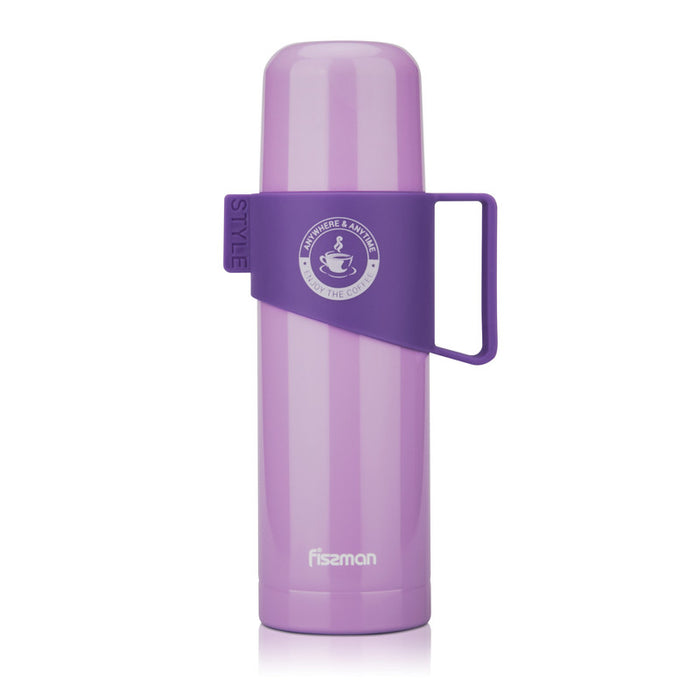 Thermos Flask Stainless Steel Bottle With Non Slip Plastic Handle 350ml Violet