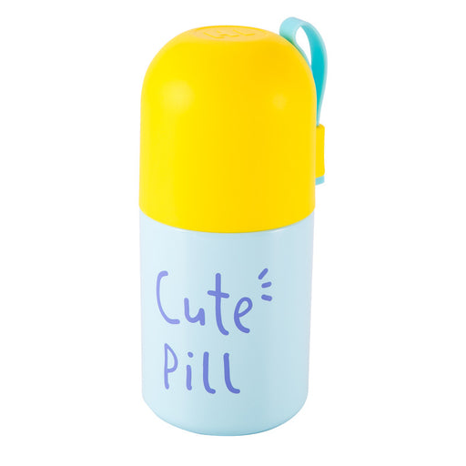 Double Wall Cute Pill Vacuum Bottle Stainless Steel (Yellow And Blue) 350ml